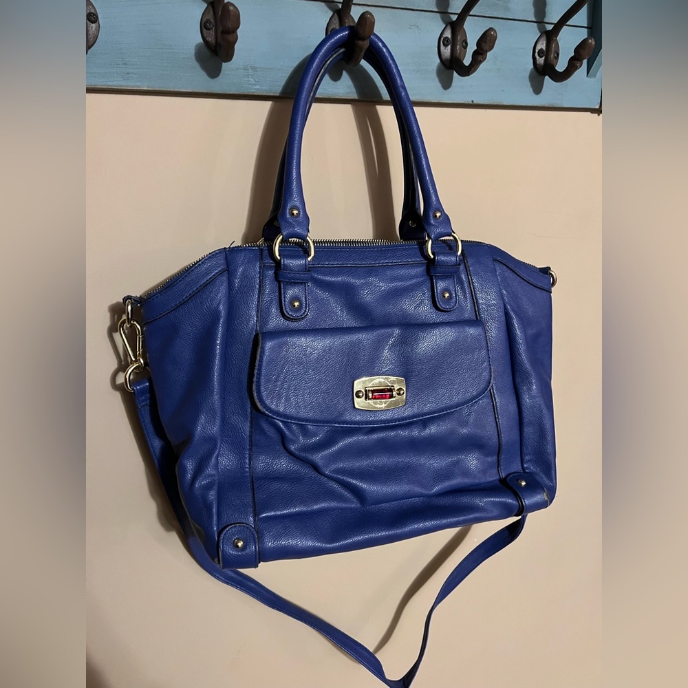 Royal blue purse with detachable long strap